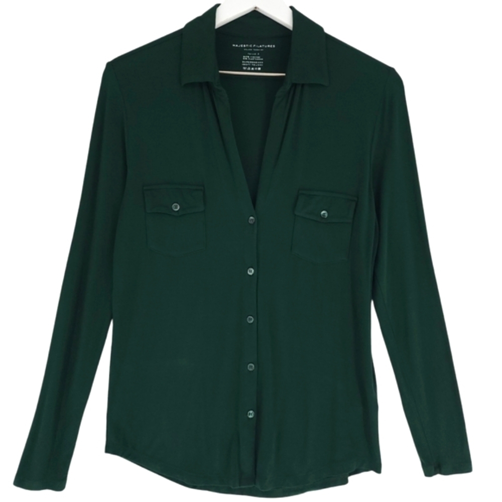 Majestic Filatures Delux Teeshirt Vneck Long Sleeve Shirt